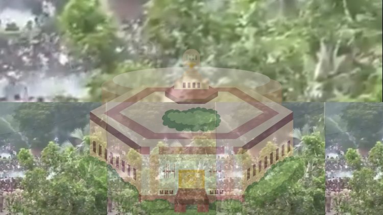 ସଂସଦ ଆଗରେ ଠିଆ ହୋଇଥିବା ପିଲାଙ୍କ ସହିତ